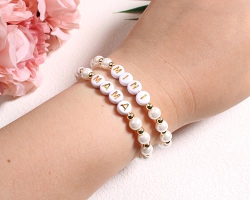 QqzsJewls Mama Mini Matching Heart Bracelets for Mother Daughter, Mother's Day Valentines Day Birthday First Day of School Kindergarten Gifts2