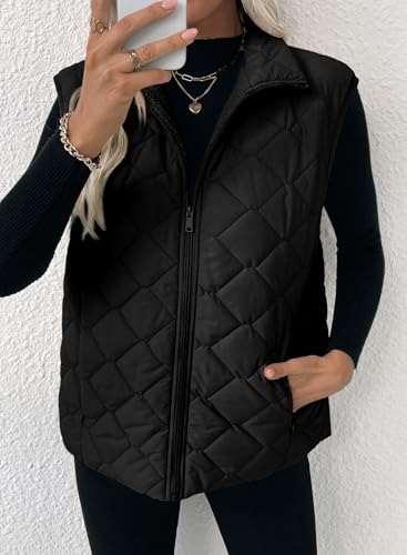 EVALESS Puffer Vest Women Fall Winter Coats 2025 Lightweight Stand Collar Vest Trendy Sleeveless Zip Up Quilted Jackets2