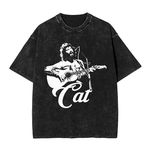 Cat Vintage Oversized T Shirt Summer Fashion Tee Stevens Crew Neck Loose Short Sleeve Shirts for Mens Womens Medium