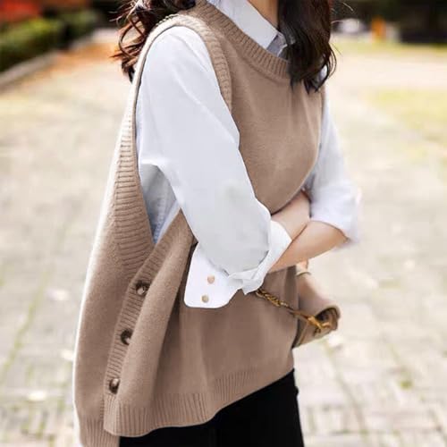 ZUEVI Women’s Sweater Vest Round Neck Knit Pullover Vests Trendy Classic Sleeveless Pullover Sweaters Tops2