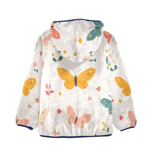 Cartoon Butterfly Girls Fleece Jacket Girls Fall Jacket Girls Zip Up Hoodie Girls Sherpa Jacket 2-10T2
