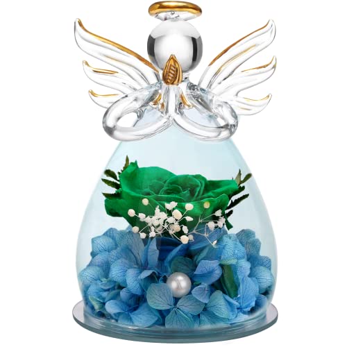 ANLUNOBクリスマスプレゼント女性 プリザーブドフラワー 生花 枯れない花 バラクリスマス 誕生日 記念日 ガラス天使 お土産 お見舞い お祝い ウェディング おばあちゃん 母 祖母 プレゼント 贈り物 ギフト ガラス 飾り物 芸術品