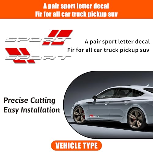 Image of Zhizhong Car Sport Decal,16 Inch Vinyl Sticker Fit for All Cars Side (White Red)