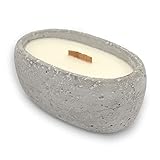 ILLUMIA Vela aromática para exteriores con fragancia exclusiva, fabricada en Alemania, fuego de mesa con larga duración, cera de soja sostenible, resistente al viento, vela de jardín, hormigón gris