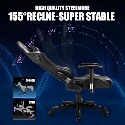 GTPLAYER Gaming Chair with Speakers Bluetooth Music Video Game Chair Audio Ergonomic Design Heavy Duty Office Computer Desk Chair (Black)