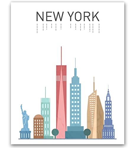 New York Print New York Art New York Poster New York Landmark Print New York Map Wall Art New York Buildings New York Famous Building NYC Art Gift Idea Unframed 8x10