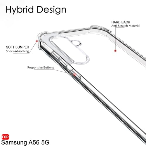 Image of TheGiftKart Crystal Clear Back Cover Case for Samsung Galaxy A56 5G | Shock Proof 360 Protection | Hard Clear Back Cover Case for Samsung Galaxy A56 5G (PC & TPU, Transparent Bumper)