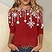 Festive Christmas Shirts for Women Long Sleeve Casual Xmas Tree Graphic Cute Holiday Party Tees Fashion Fall Tops Reds Medium
