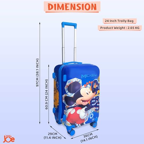 Image of ABS Hard Shell 8 Wheels 24 Inches 360 Degree Rolling Trolley Suitcase for Kids (Luggage-8), Blue, Small
