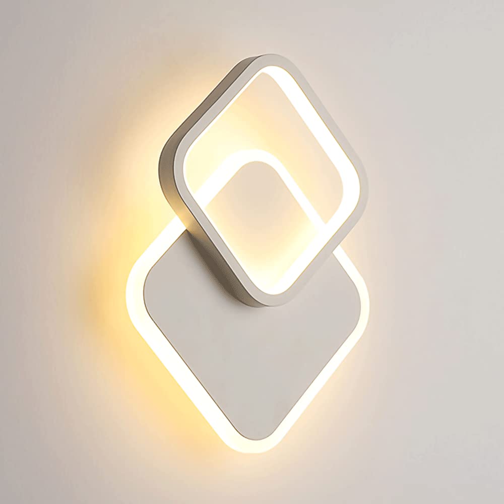 Lámparas de pared LED modernas de 24W en metal lineal y aplique cuadrado acrílico para dormitorio