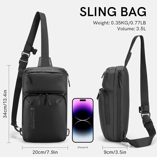 Kingsons Small Sling Bag,Trendy Crossbody Bag Lightweight Waterproof Sling Backpack Shoulder Bag for Men and Women2
