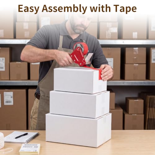 Image of RLAVBL 30 Pack Shipping Boxes Assorted Sizes 8x6x4 & 9x6x4 & 10x7x5, White Corrugated Cardboard Mailers for Packing, Mailing, Business