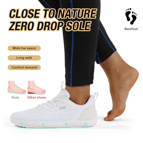 Image of ZYEN Mens Barefoot Shoes Wide Toe Box Trail Running Sneakers Zero Drop Non-Slip Extra Wide Width Walking Shoes Minimalist Wrestling Sneakers Gym Trainer