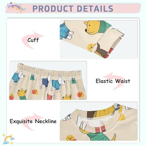 Pajama Sets Long Sleeve Dogs Wearing Sweaters Pattern Print Soft Comfy Sleepwear 2 Piece PJS 3-8T4