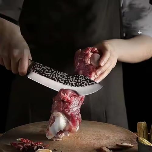Image of ECOBSY Stainless Steel Serbian Chef Knife - High Carbon Clad Steel Unagisaki Butcher Cleaver, Full Tang Kitchen Chef Knives Professional Kitchen Cleaver for Slicing & Chopping