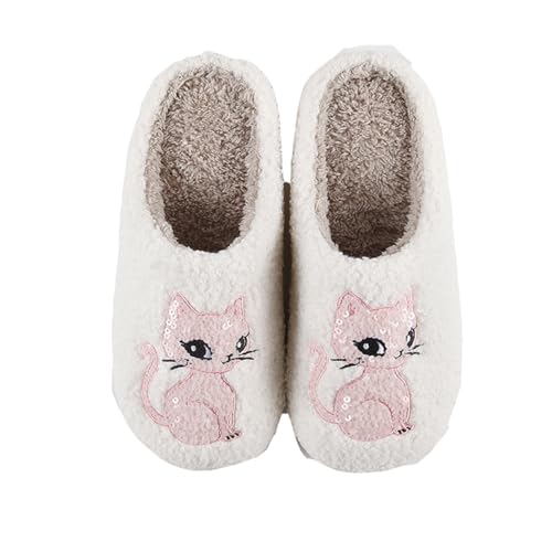 Generic Pink Cat Slippers Memory Foam Cozy Plush Slippers Couple Indoor Hous Slippers