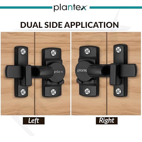 Image of Plantex Door Latch Lock for Main Door /Bathroom /Balcony /Wardrobe /Bedroom - Baby Latch Stopper for Home, Door Chitkani /Baby Safety Lock - Pack of 4 (Black)