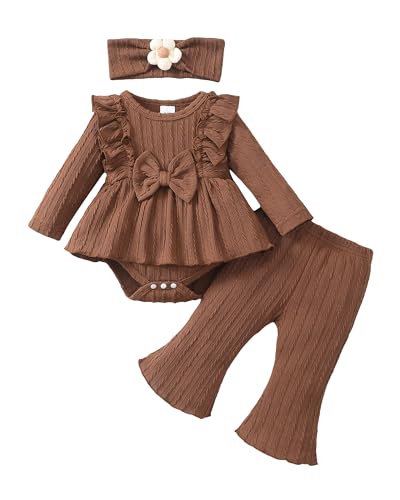 Image of Mioglrie Newborn Baby Girl Clothes Infant Fall Outfits Color Block Pants Set Baby Clothes for Girls 0 3 6 9 12 18 Months