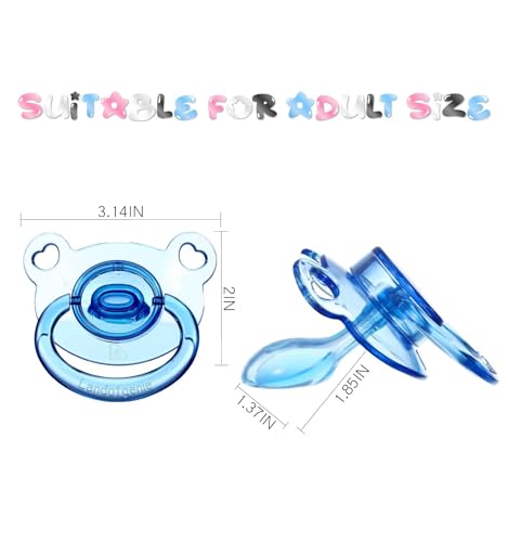 Image of Landofgenie Large Shield Adult Size Pacifiers Bear Shape Transparent Design Pacifier Blue