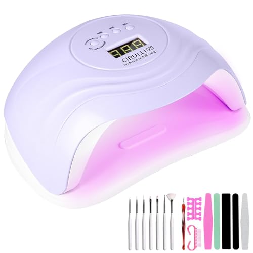 CIRULLI 168W Lámpara Led Uñas UV,Secador de Uñas Profesional Ultravioleta Con Pantalla LED y Sensor Automático,Von 4 Temporizadores Para Manicura/Pedicure Nail Art en el Hogar y el Salón