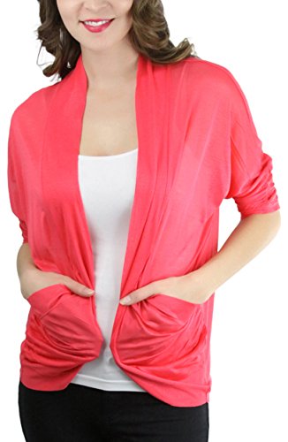 Image of ToBeInStyle Womens Open Front Casual Shrug Lightweight Layering Cardigan Sleeveless or Short Sleeve