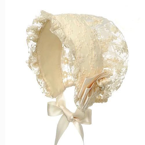 LUMoony Sombrero de bautizo para bebé, 1 unidad, de 0 a 2 años, de encaje para bebé, de algodón, para bautizo, capó, gorro de verano, sombrero de playa