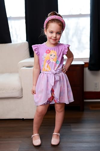 Image of Disney Princess Frozen Elsa Minnie Mouse Stitch Toddler Girl Romper With Skirt Overlay Summer Jumpsuit with Bow 2-6 Years