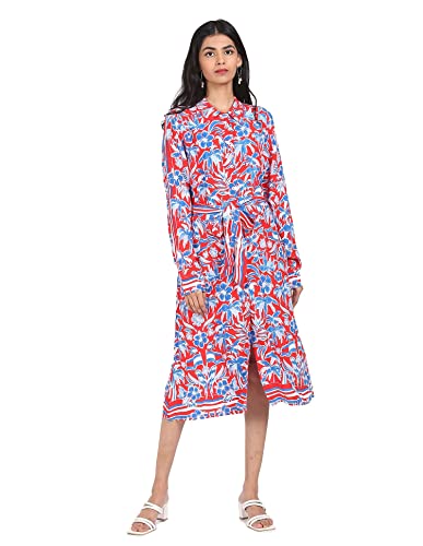Image of Tommy Hilfiger Women's 59% ECOVERO, 41% Viscose A-Line Below The Knee Casual Dress