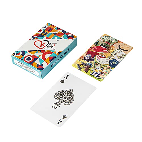 Image of KAT 3 Piece Playing Cards Plastic Coated Design A C D Multicolour Pack Premium Art Card Paper Decks for Bridge Rummy Poker Holi Diwali Taash Game Nights Party & Fun