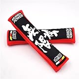FEAYS 2pcs red for Mugen Embroidery Power Car Seat Belt Cover Pad Shoulder Cushion for Honda Accord Civic CRV Jazz Fit Insight Pilot Passport HRV Odyssey (Red)