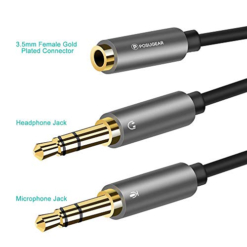POSUGEAR Audio Y Splitter adapter, 3,5 mm aansluiting op dubbele 3,5 mm jack (headset en microfoon) audio splitter kabel… - Image 3