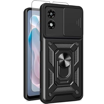 Capa para Motorola Moto G-Play 2024: com protetor de tela, capa deslizante para câmera e suporte multiângulo para capa de celular Moto g-Play 2024 4G