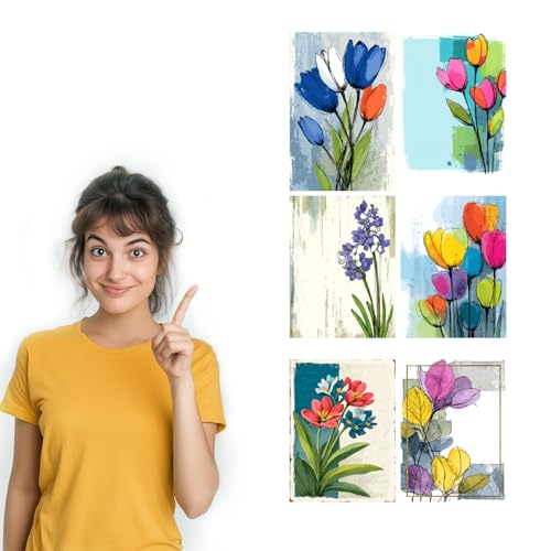 Image of SiddArtify Floral Wall Art Prints Set - Watercolor Flower Poster Decor for Living Room Bedroom - 8x12 inch Board Pack of 6
