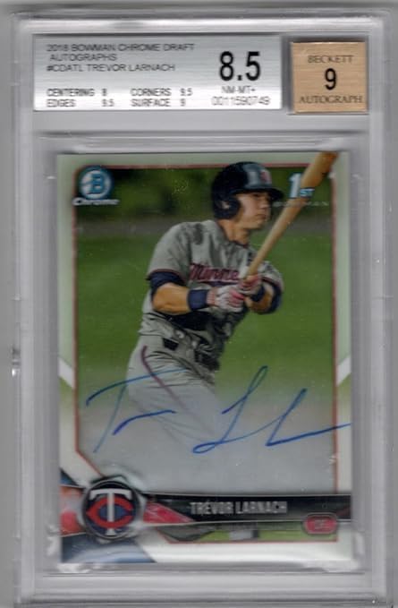 Trevor Larnach Beckett Graded Autographed 1st Bowman Chrome Draft Baseball Card - 2018 Bowman Chrome Draft Baseball Card #CDA-TL (Twins)