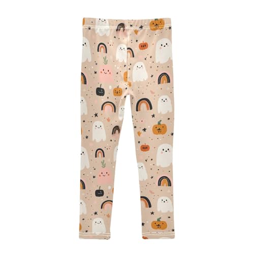 Girls Leggings Halloween Ghost Pumpkin Kids Length Leggings Pants Toddler Athletic Soft Khaki Tights Trousers 4T2