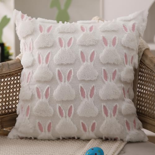 DFXSZ-Easter-Pillow-Covers-16×16-inch-Set-of-2-Easter-Decorations-Pink-Ears-White-Rabbit-Soft-Plush-Faux-Fur-Jacquard-Throw-Pillows-for-Bedroom-Sofa-Holiday-Festivals-Home-Decor-FHJ-07D16 DFXSZ Easter Pillow Covers 16×16 inch Set of 2 Easter Decorations Pink Ears White Rabbit Soft Plush Faux Fur Jacquard Throw Pillows for Bedroom Sofa Holiday Festivals Home Decor FHJ 07D16