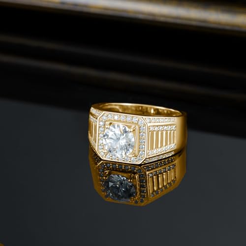 1-3CT Moissanite Rings for Men Personalized 10K/14K/18K White/Rose/Yellow Gold or Sterling Silver Solitaire Engagement Ring D Color VVS1 Clarity Round Cut Moissanite Pinky Ring4