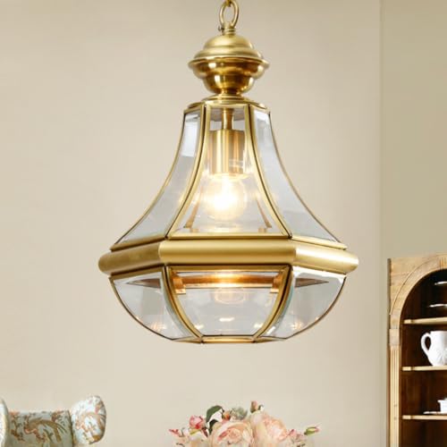 Modern Brass Pendant Lamp Copper LED Waterproof IP65 Outdoor Garden Porch Courtyard Balcony Decor Fixtures (A 1pcs)