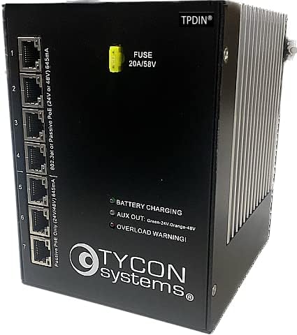 TPDIN-SC48-20 - Controlador solar MPPT de 48 V 20 A con interruptor PoE pasivo GigE de 7 puertosmonitor remoto, 24 V48 V PoE, 35 Wpuerto, puerto