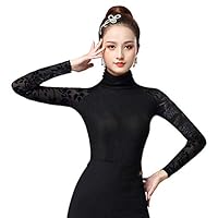 【L】　新品　シフォン　長袖　ハイネック　社交ダンス　トップス　黒　2035 Amazon.co.jp: 社交ダンス トップス 黒 M~4XL 社交ダンス衣装
