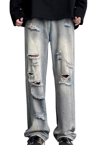Stylish Mens Distressed Jeans, Light Blue, XXX-Large