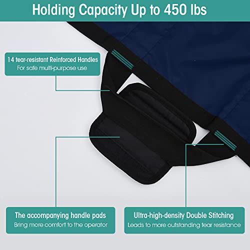 Tinfau Positioning Bed Pad With Handles, 50" X 40" Multipurpose Waterproof Transfer Draw Sheets For Hospital Bed, Patient Slide Sheet For Lifting & Sliding, Reusable & Washable Lift Sheet, Dark Blue #TOP3
