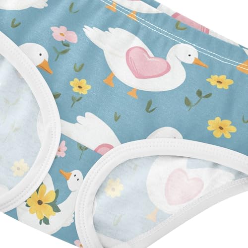 Wusikd White Geese Girls' Underwear Cotton Pink Hearts Girls Briefs Soft Toddler Underwear 2T4