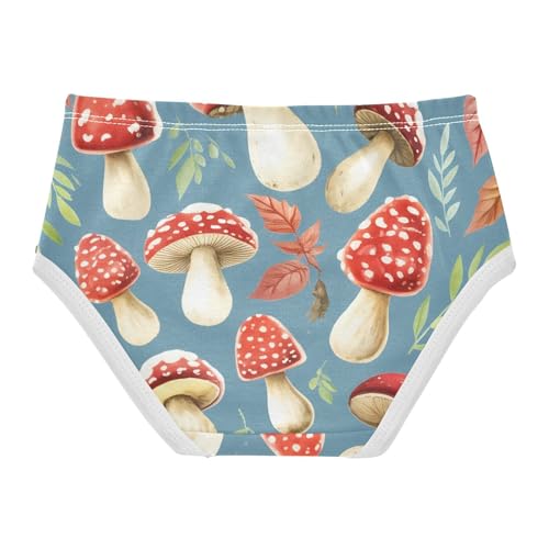 Mushrooms Leaves Gray Blue Toddler Underwear Custom 2t Cotton Little Girl Panties Fun Print Kids Briefs Undies2