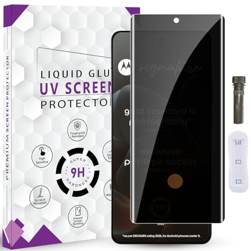 Image of Advanced HD+ UV Privacy Tempered Glass Screen Protector for Motorola Signature 5G (6.8 Inch) Edge to Edge Coverage Anti-Spy /Anti-Peeping 9H Hardness Screen Guard with Installation Kit