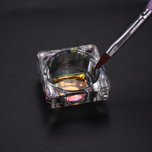 2 piezas de vasos de cristal para arte de uñas con tapa miniatura 6