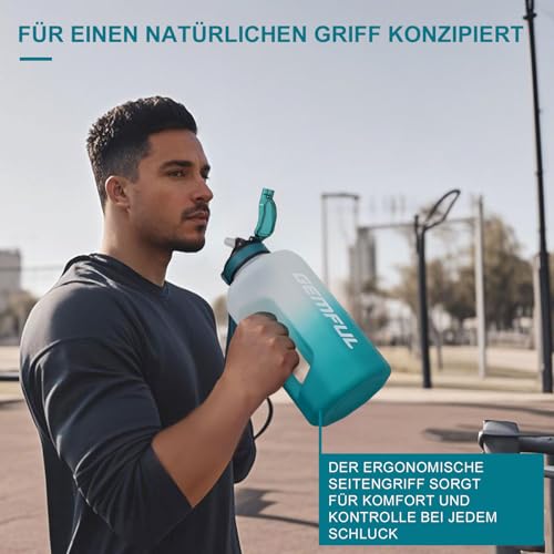 GEMFUL 2.2L Sport-Trinkbehälter mit Strohhalm, Motivations-Wasserkanne – Ansicht 2