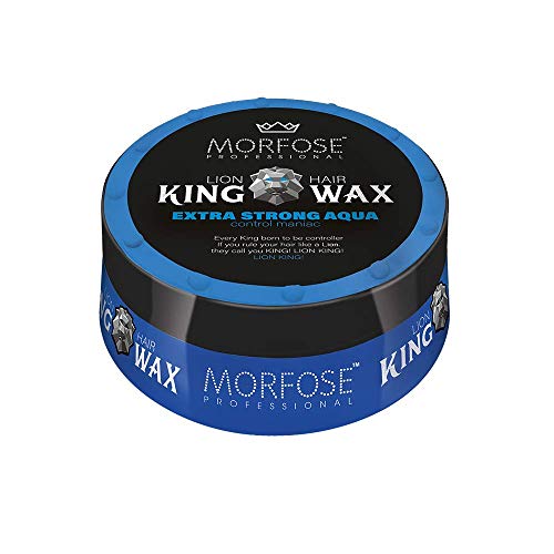 Preisvergleich Produktbild Morfose King Hair Wax 175ml Haarwachs Mad,Lion,Wise,Dark,Brave Haargel Matt Gel-Wax Haar Styling (1x Extra Strong Aqua (Blau))