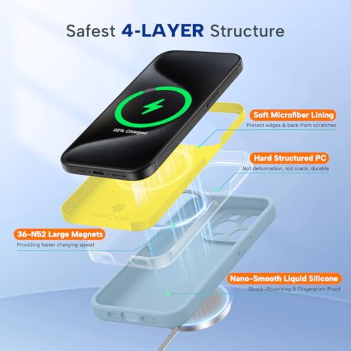 Image of Miracase Magnetic for iPhone 15 Pro Case, [Soft Anti-Scratch Microfiber Lining], Compatible with MagSafe, Liquid Silicone Shockproof Drop Protection Phone Case for 15 Pro, Clove Purple
