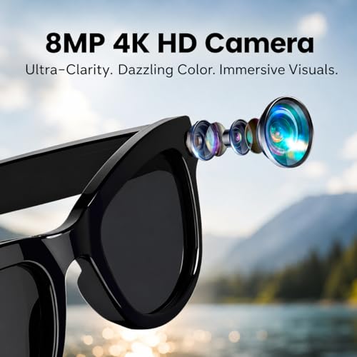 Image of Futopia AIVIS-M AI Smart Glasses|8MP Camera|IP67 Waterproof Black Frame|Photochromic Lenses|32GB Memory|Photo & Video|AntiShake Photography ChatGPT AI|Real-time multilingual Translation|Built in WiFi